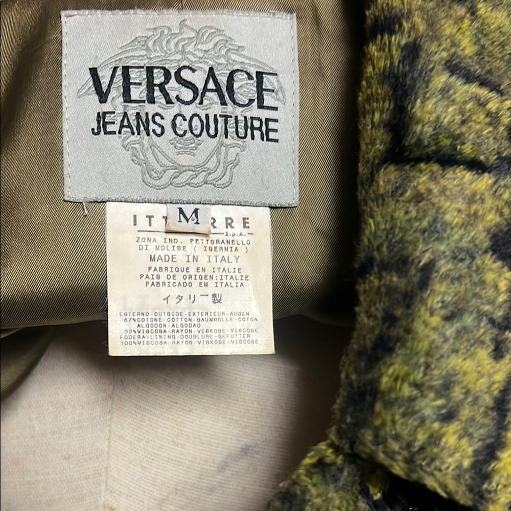 Versace vintage Y2K Vibrant green/ yellow Python faux fur Coat size M - Picture 13 of 14